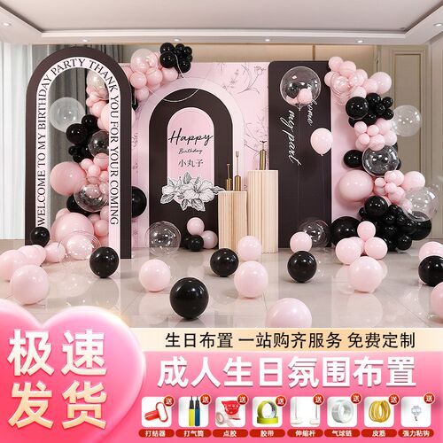 18生日场景520氛围布置装饰成人孩气球12岁派对背景墙板