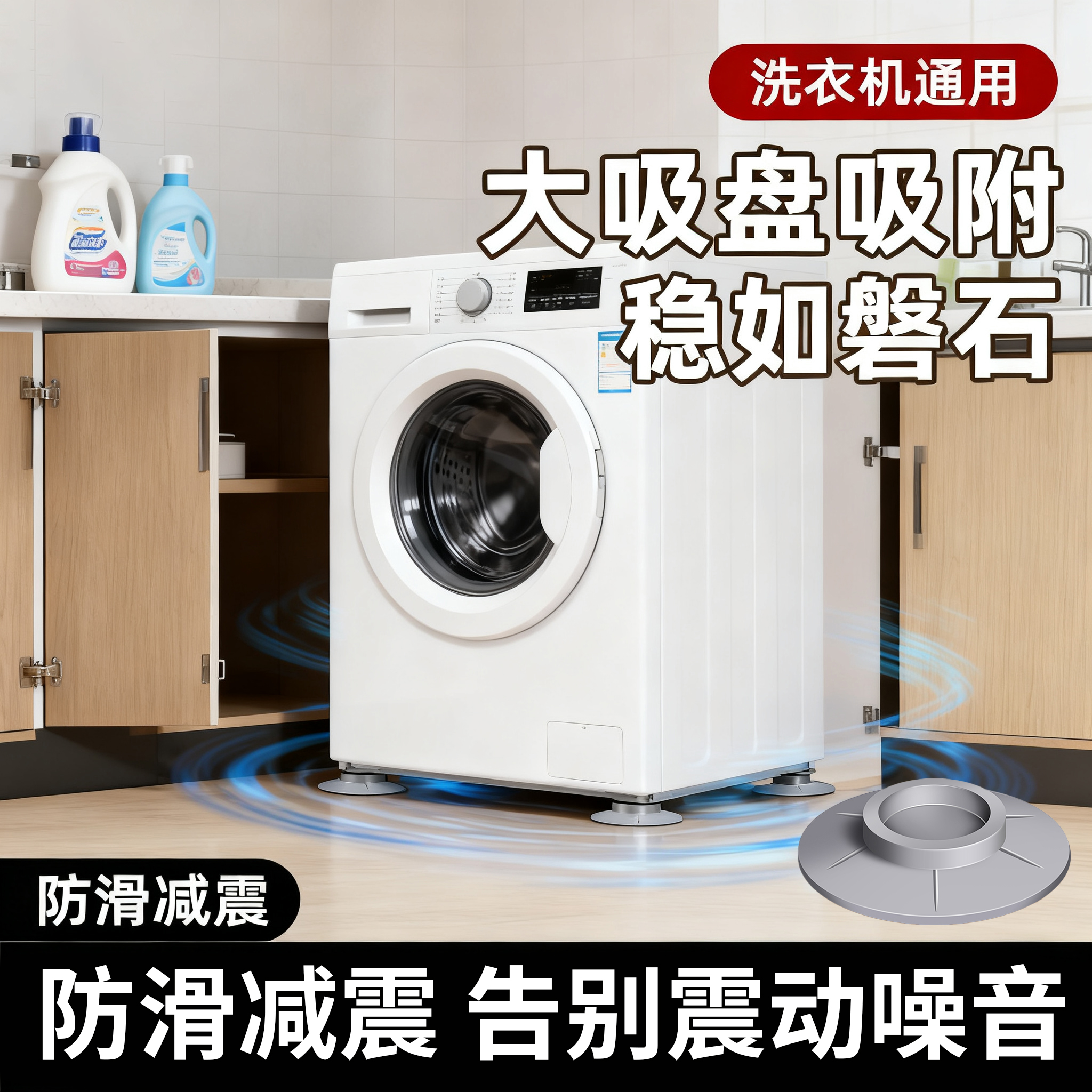 洗衣机脚垫防移位防滑防震垫全自动滚筒通用橡胶固定器吸盘脚底座