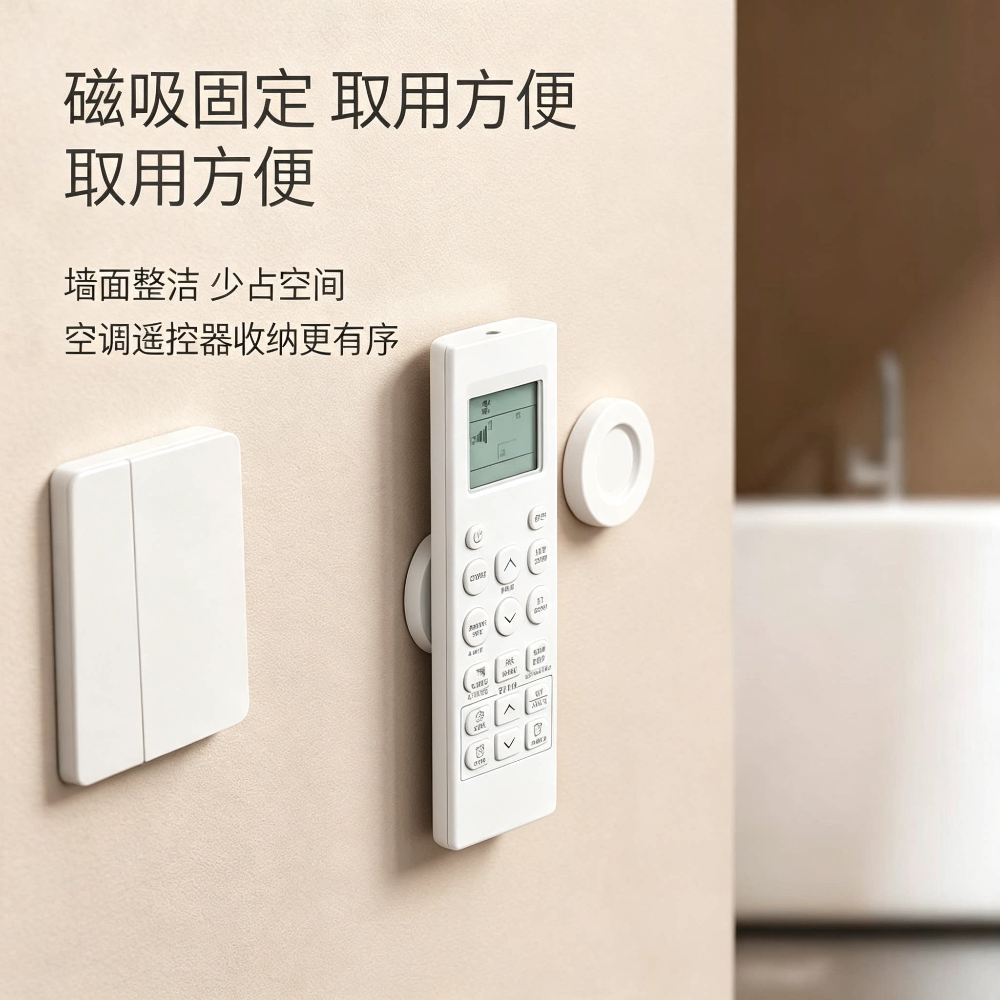 遥控器磁吸贴收纳上墙免打孔壁挂牢固磁片插线板固定器子母扣挂钩