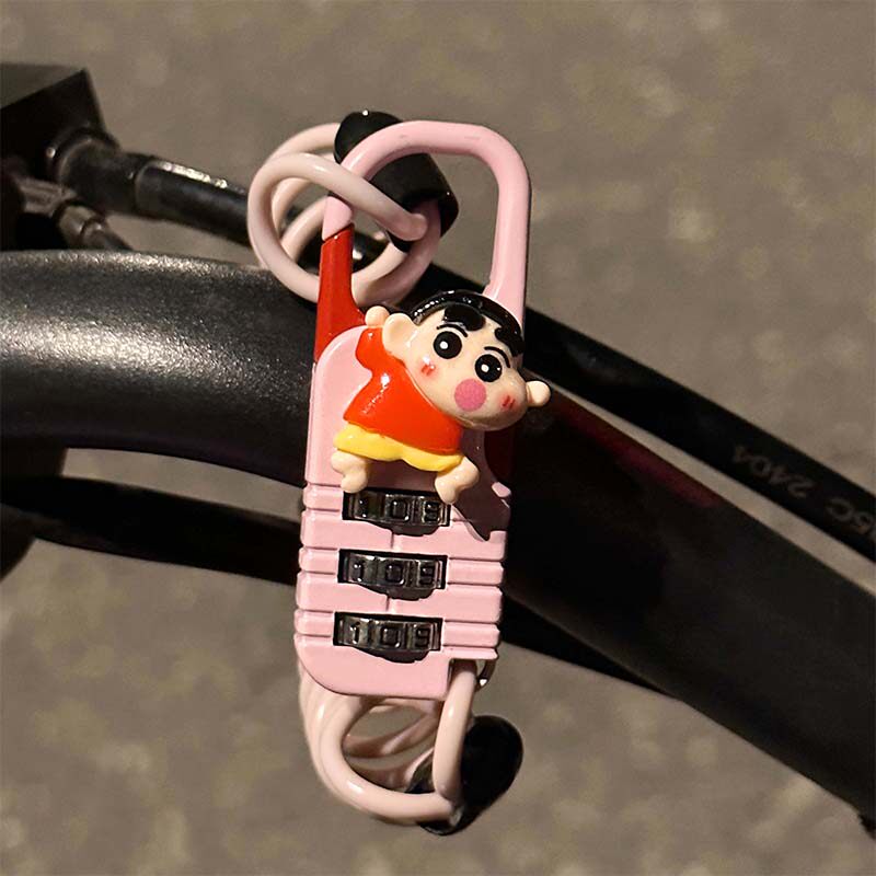 蜡笔小新自行车防盗密码锁山地车电动电瓶车锁单车专用链条锁配件