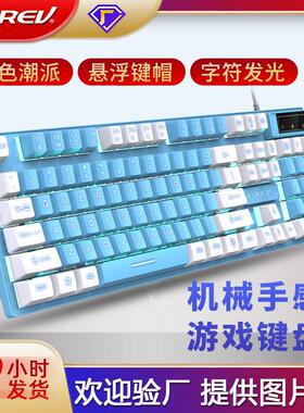 拼色游戏有线键盘发光电竞机械手感台式电脑配件FVQ8撞色双拼键盘