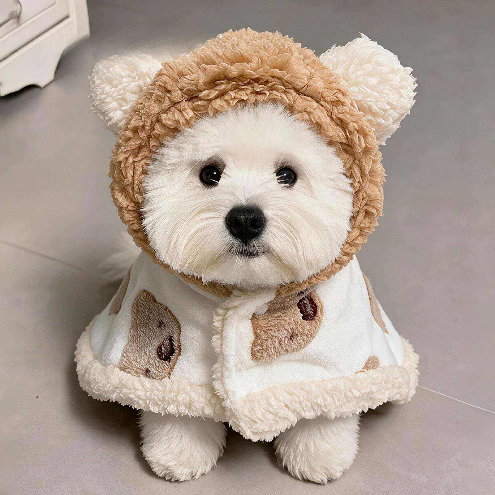 狗狗衣服小狗披风斗篷宠物睡袍睡衣小型犬比熊冬天加厚毛毯家居服