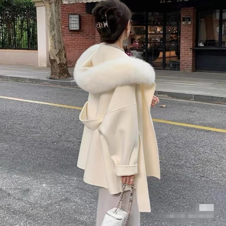 月光初雪双面羊绒外套秋冬新款女