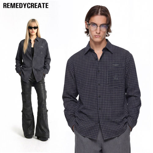 Remedy春季新款宽松长袖格子衬衫男女潮牌松弛感cleanfit衬衣外套