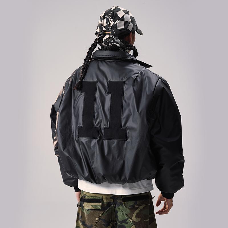 Remedy 美式潮牌刺绣bomber夹棉外套冬季国潮短宽廓形飞行夹克男