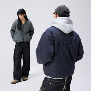 Remedy葫芦纹内层保暖无领棉服男女秋冬新款美式复古宽松休闲外套