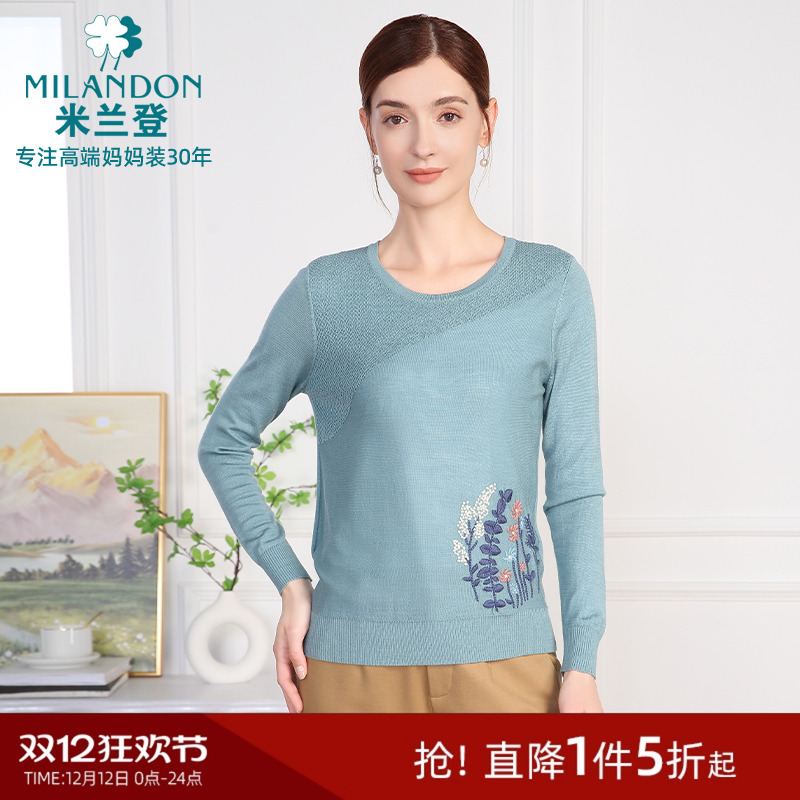 米兰登中老年女装2025年春季新款休闲时尚针织衫妈妈装春装上衣女