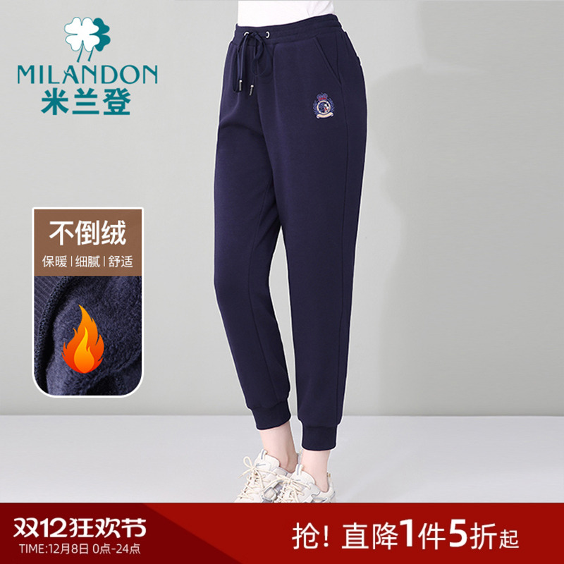米兰登妈妈冬季新款加绒休闲裤