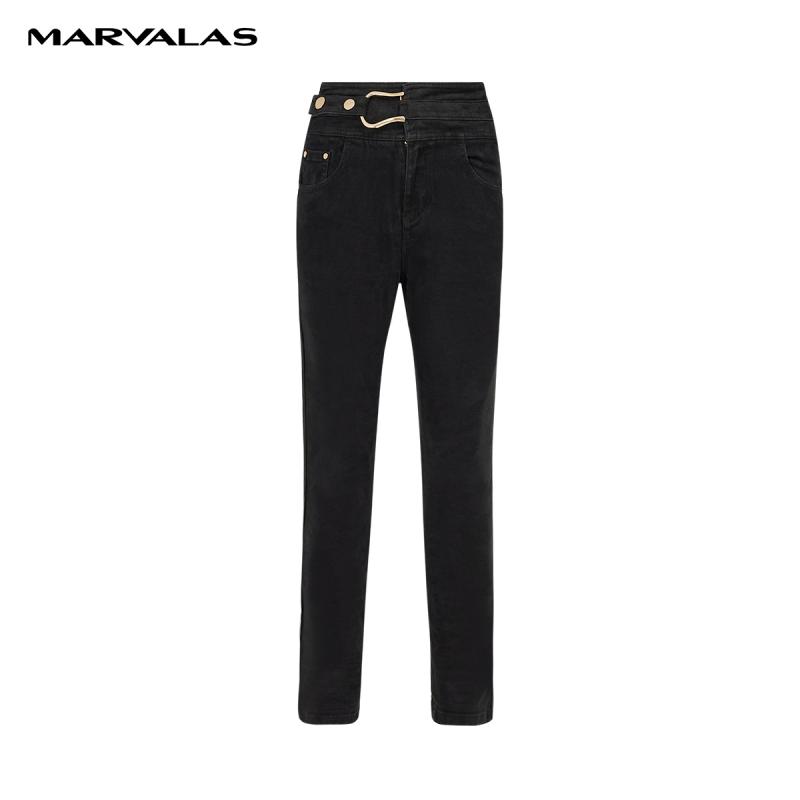 曼德诗瘦腿裤长裤高腰