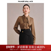 曼德诗衬衫 小上衣通勤OL抗皱雪纺衬衣 字母印花时尚 女2025冬季 新款