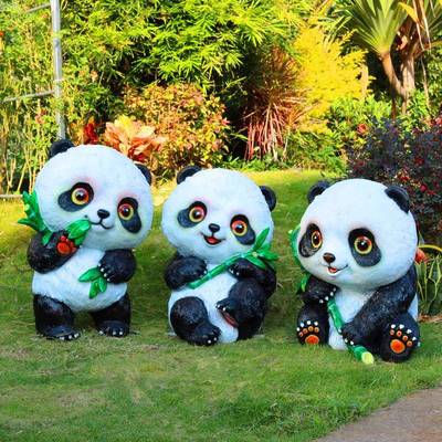 户外幼儿园草坪装饰仿真熊猫摆件公园景观造景布置卡通动物雕塑