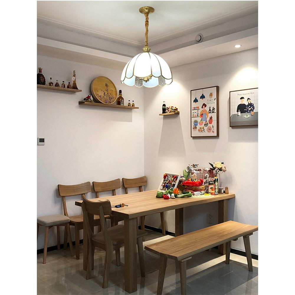 全铜餐厅吊灯美式简约玻璃卧室书房灯餐桌饭厅灯吧台灯过道阳台灯