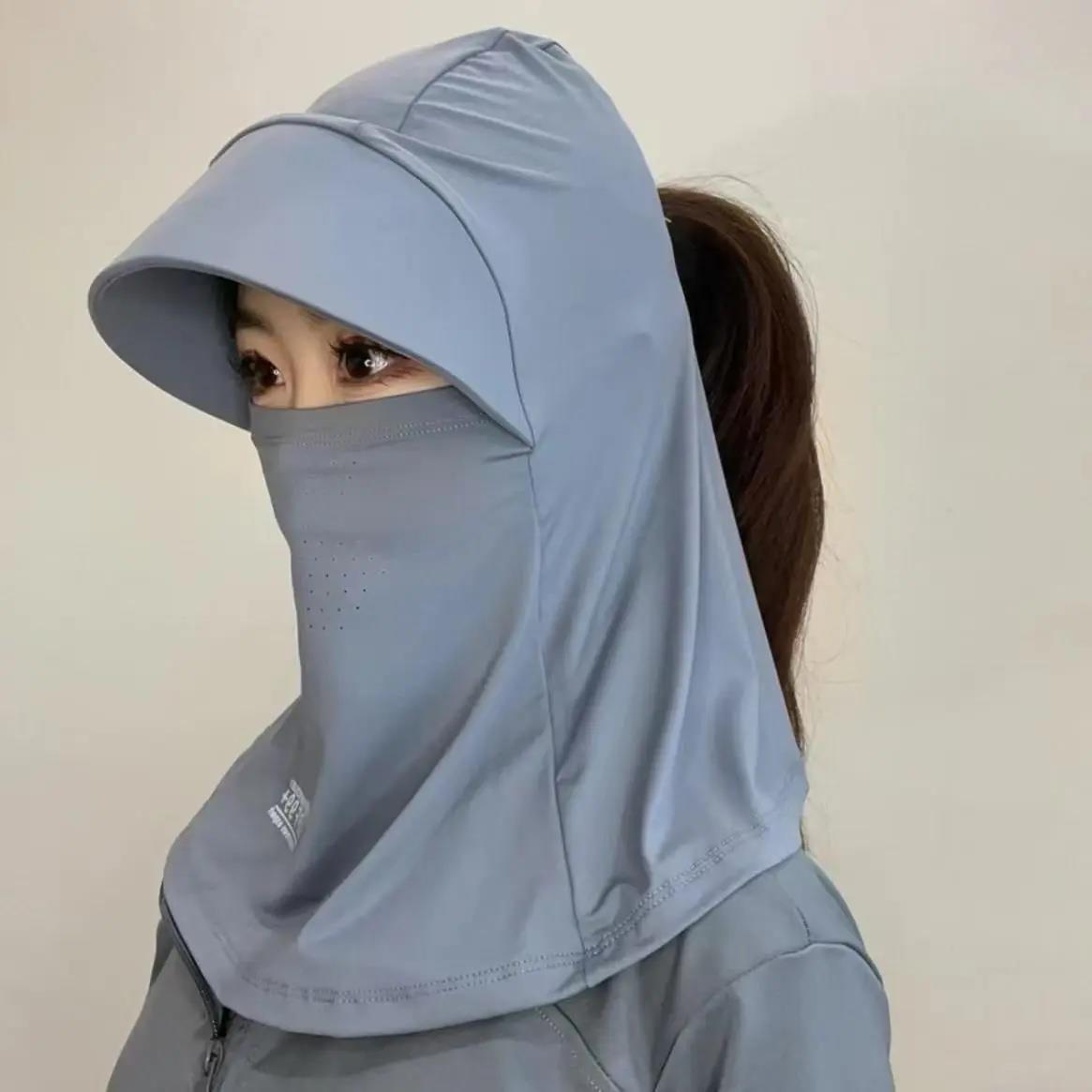 全脸遮阳帽子女夏季防晒帽防紫外线户外骑行护颈面罩太阳帽冰凉感