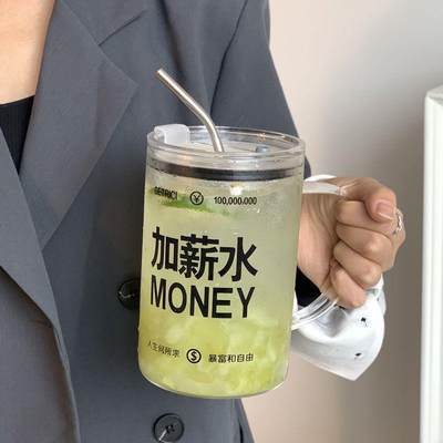1000ml大容量玻璃杯上班族网红简约家用水杯女ins高颜值吸管杯子