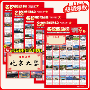 211百所大学介绍高中高考目标励志挂图 名校激励榜目标墙贴985