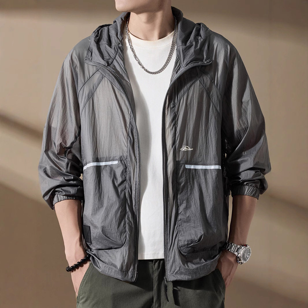 夏季轻薄UPF50+防紫外线防晒衣男高端户外冰丝钓鱼服皮肤衣外套男