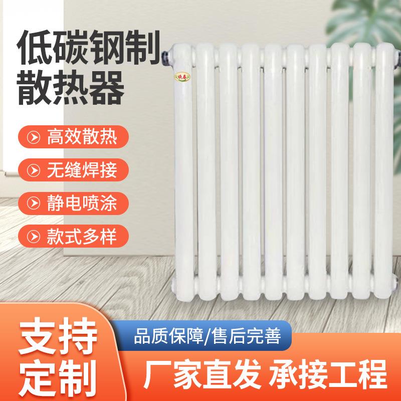 钢二柱暖气片家用大水道水暖暖气片集中供热低碳钢立式壁挂散热器