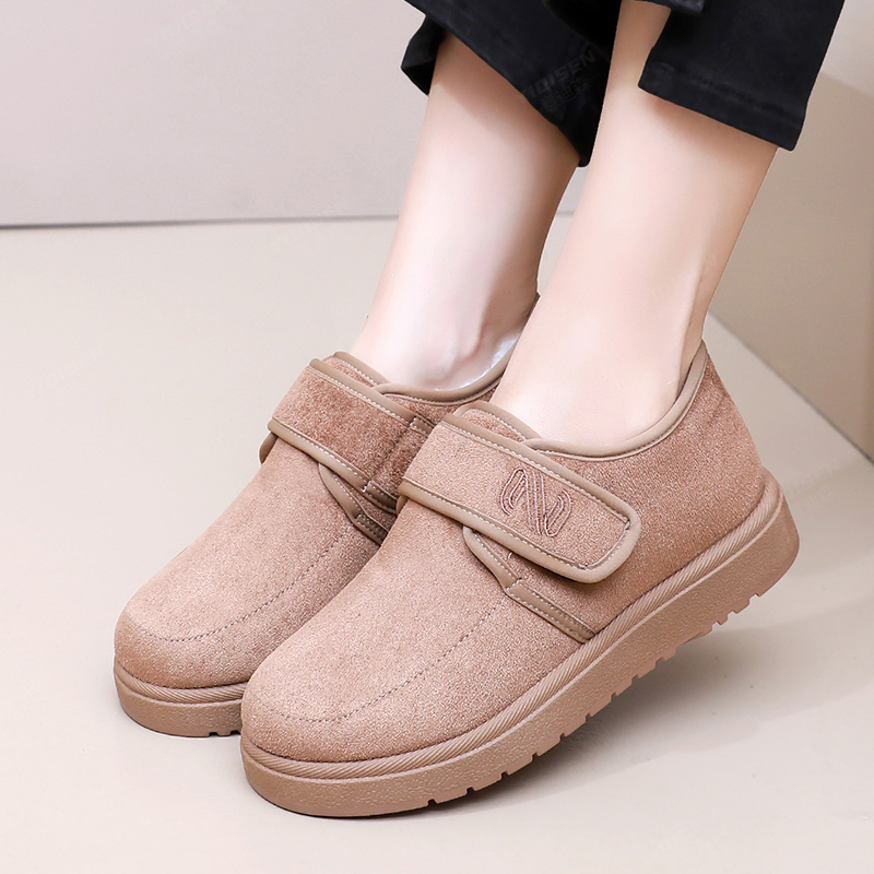 冬季加绒加厚保暖防滑棉鞋女软底