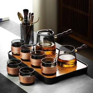 家用茶盘办公室客厅喝茶会客功夫茶杯高档耐热泡茶壶 玻璃茶具套装
