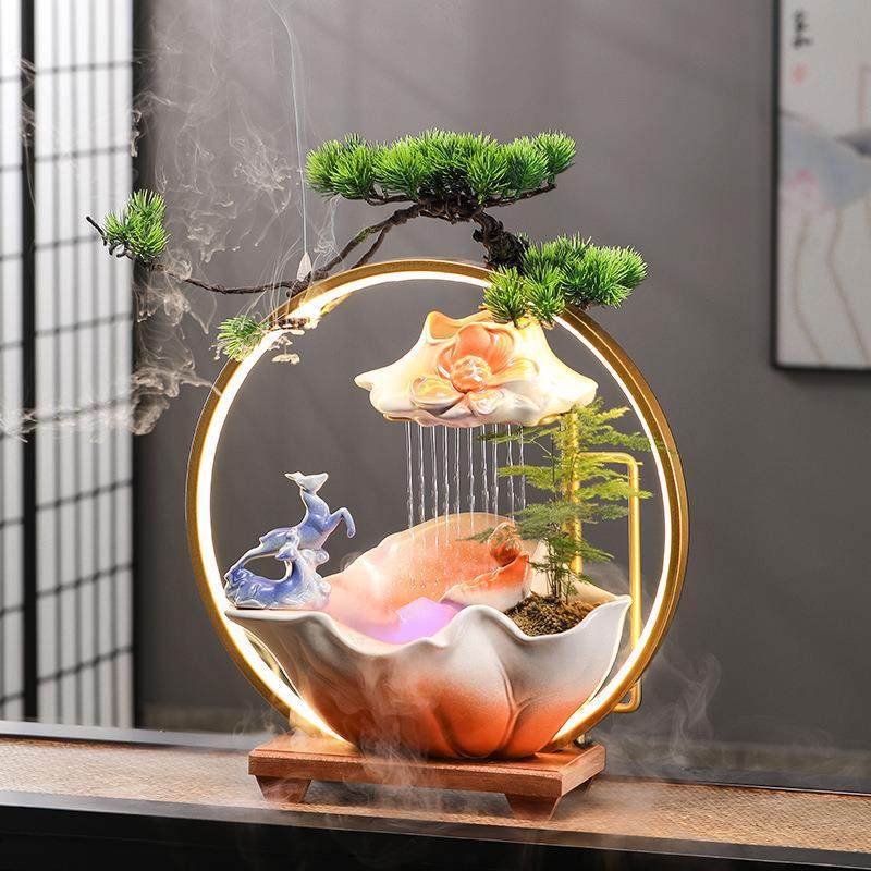 国潮招财流水摆件循环水客厅电视柜沙发边几装饰办公室新中式景观,家居饰品,流水摆件,淘宝优惠券,粉丝福利购,淘宝优惠卷