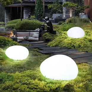 太阳能仿真发光石头灯鹅软石庭院灯户外防水草坪灯步道灯景观灯
