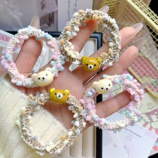 可爱圆脸小熊头发圈ins少女卡通情侣闺蜜发绳彩豆高弹力发饰头绳