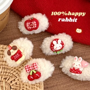 可爱毛绒绒圣诞小动物发夹少女百搭刘海夹边夹气质碎发夹头饰批发