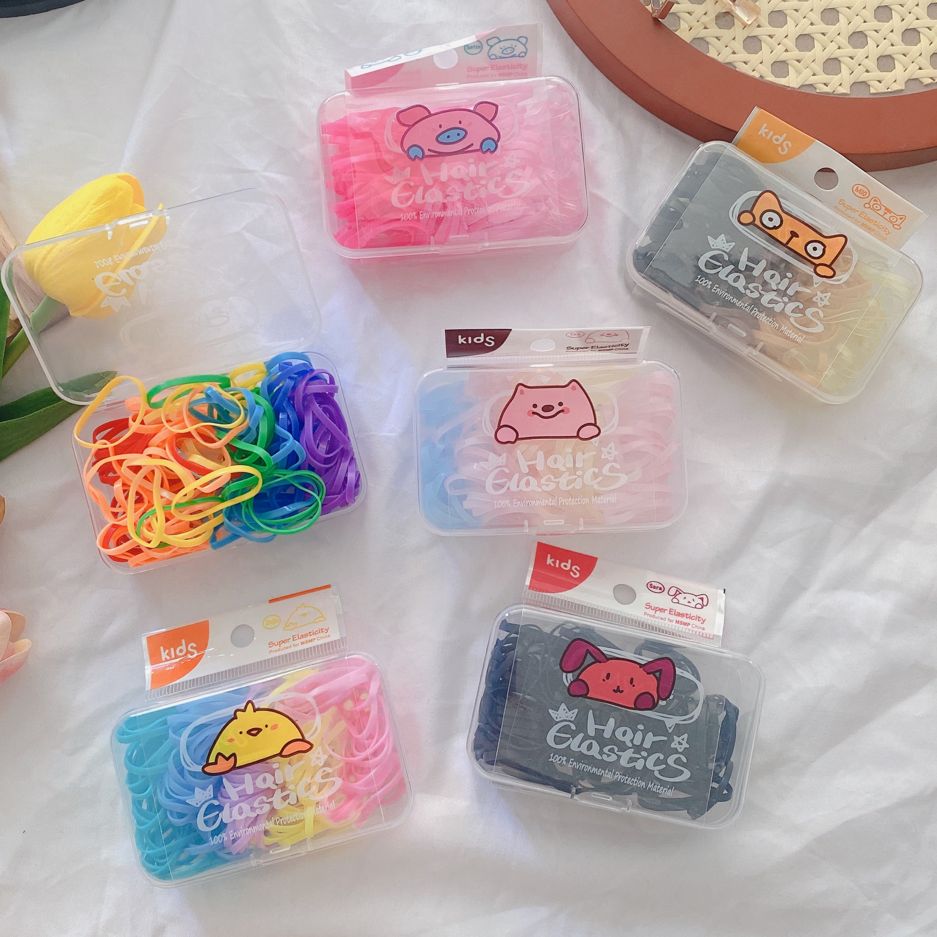 盒装一次性tpu皮筋小号儿童糖果色扎头发头绳发圈基础发饰橡皮筋