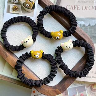 可爱轻松圆脸小熊发圈ins少女头绳卡通情侣闺蜜简约皮筋马尾发饰