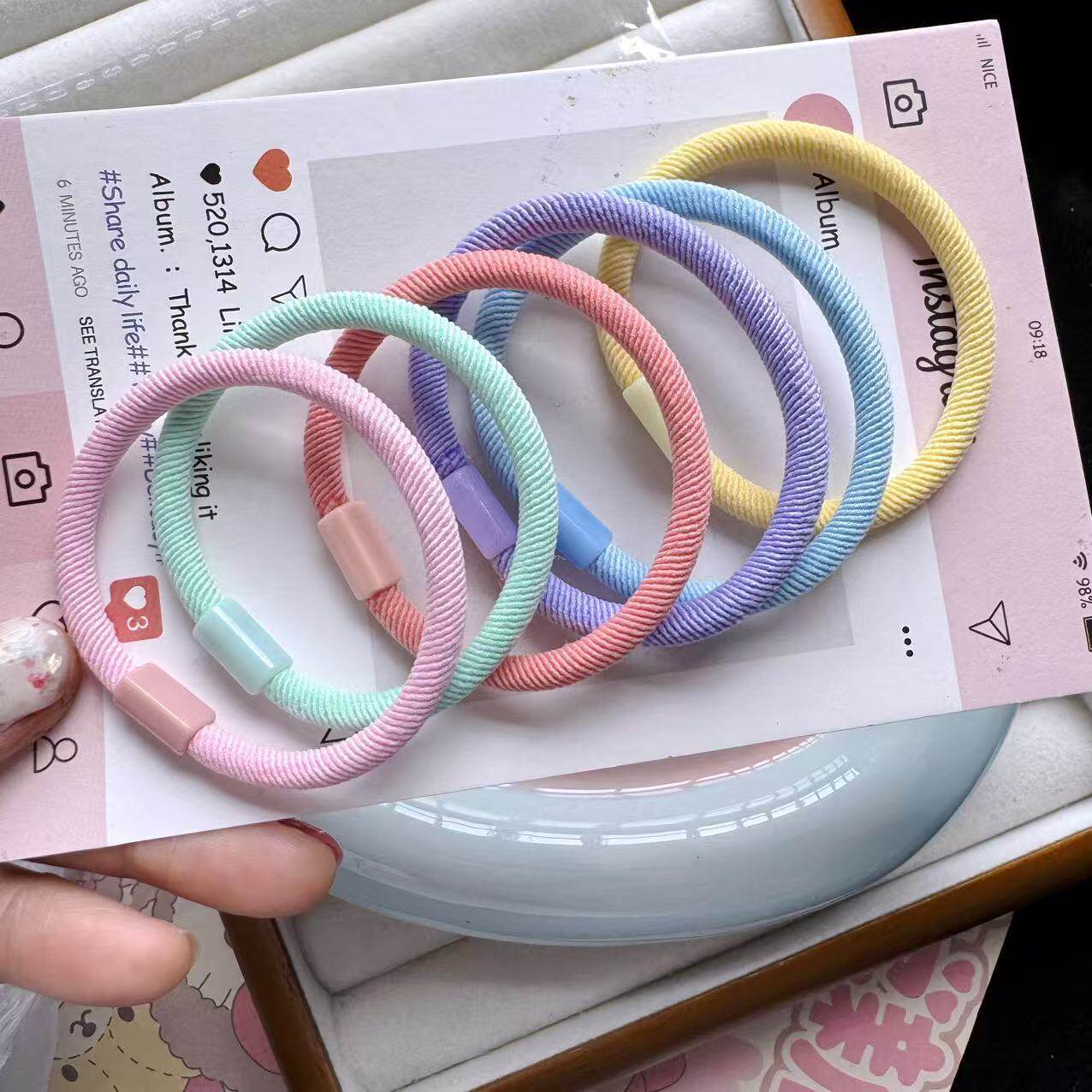 韩版糖果色基础发圈高弹力扎头发绳女扎马尾头绳皮筋发绳发饰