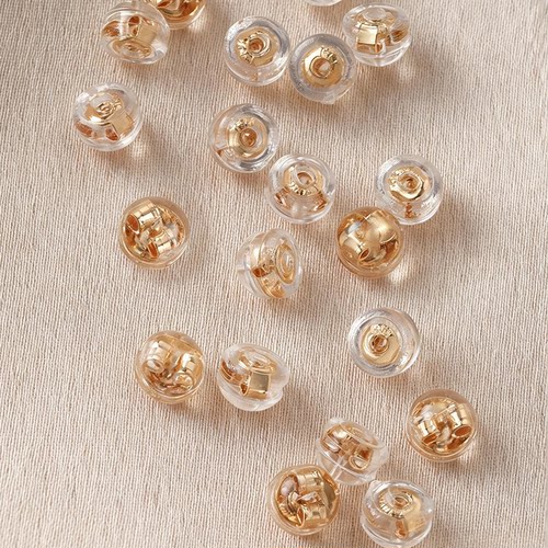 耳钉后塞镀18k金硅胶耳堵超紧防掉堵头耳环后塞防脱落防过敏神器