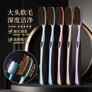 贝雅诺大头牙刷软毛成人家用高档鎏金系U型加长加宽懒人家庭套装