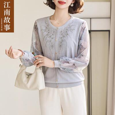 JIANGNAN STORY/江南故事妈妈装2025新款中老年女时尚纱袖上衣