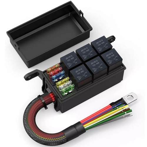 汽车6路继电器保险盒发动机保险丝组件机舱线路改装总控制盒