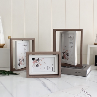 创意相框摆台双面旋转6寸7寸8寸办公室桌面相架批量可做LOGO刻字