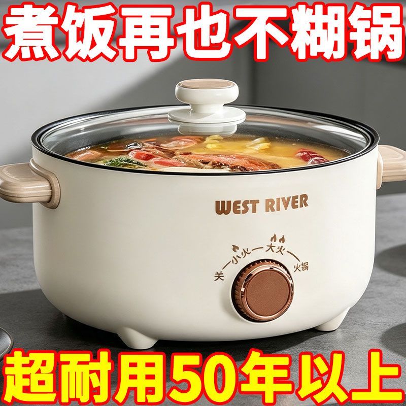 德国电煮锅多功能家用宿舍学生宿舍小型一体电锅煮饭蒸煮电热火锅