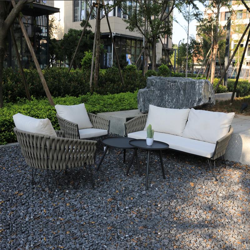 户外露天院沙发五件椅套 别墅宿民室外庭休闲藤U3421双人藤编沙发