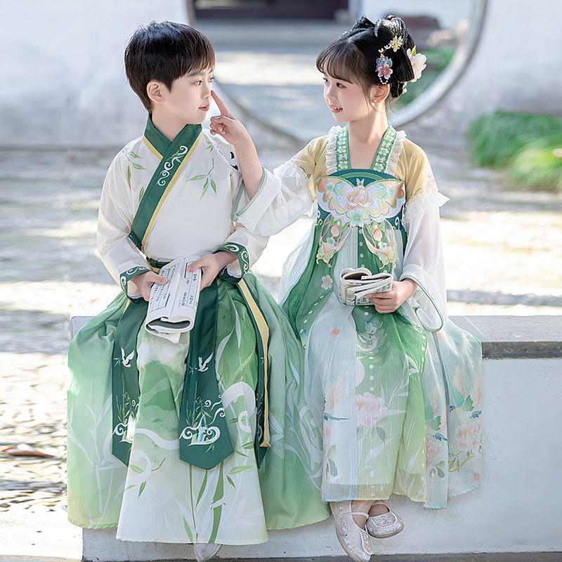 速发汉服男童0季2夏24新款童唐服国学服春秋款中国风儿童演出装套