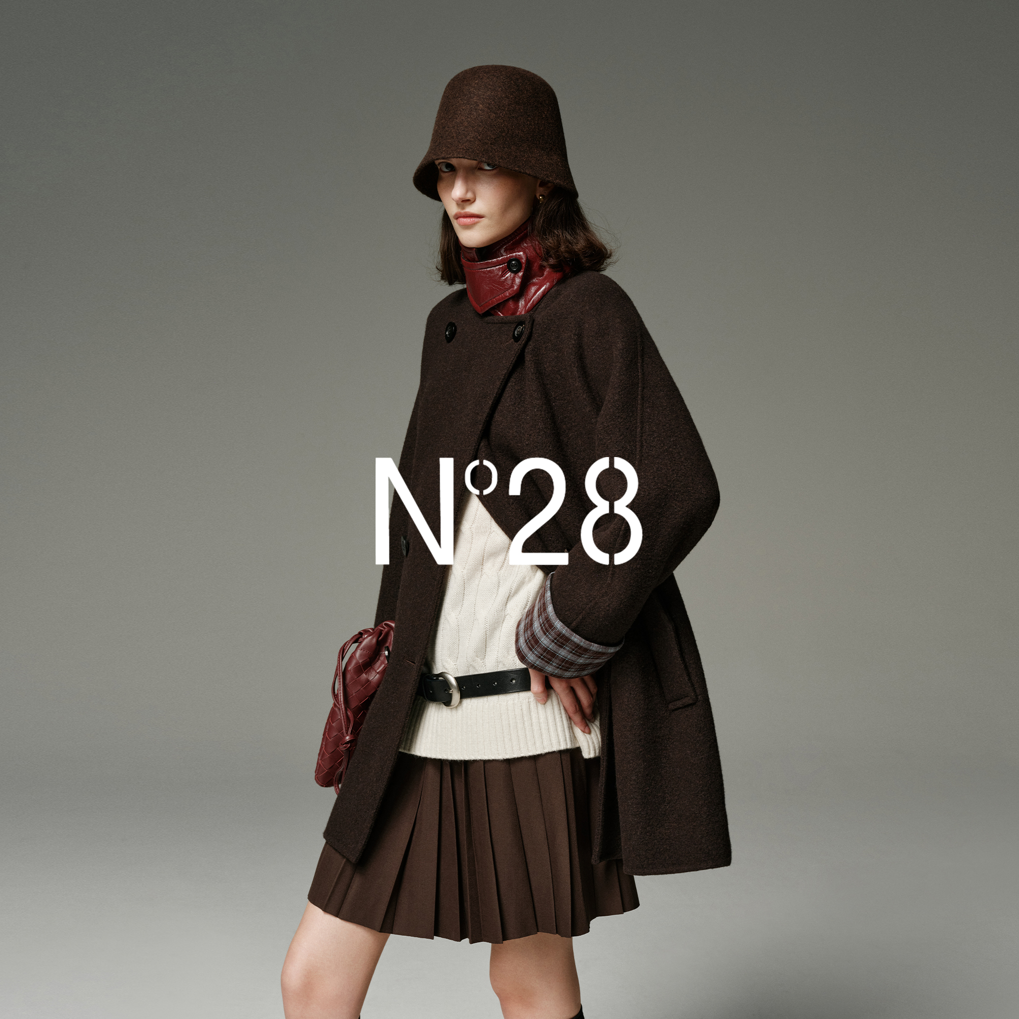 N°28山羊绒呢大衣中长款