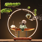 速发中式 饰熏 灯圈小和尚沙弥创意倒流香炉件意禅居摆家客厅玄关装