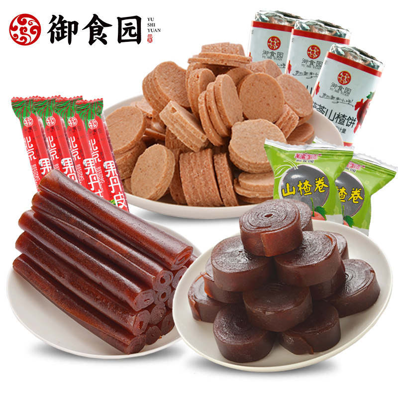 【优选】御食园山楂卷500g北京特产果丹皮山楂饼山楂丝综合大bj