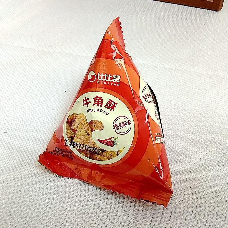 -比比赞牛角酥尖角脆香辣烧烤番茄味锅巴休闲食品儿童追剧吃货零