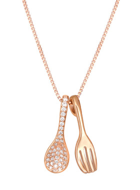 吃货勺子项链女不掉色百搭能吃是福锁骨链配饰品吊坠轻奢