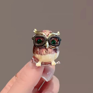 卡通猫头鹰胸针高档女小众设计感别针可爱胸花西装 日韩个性 配饰