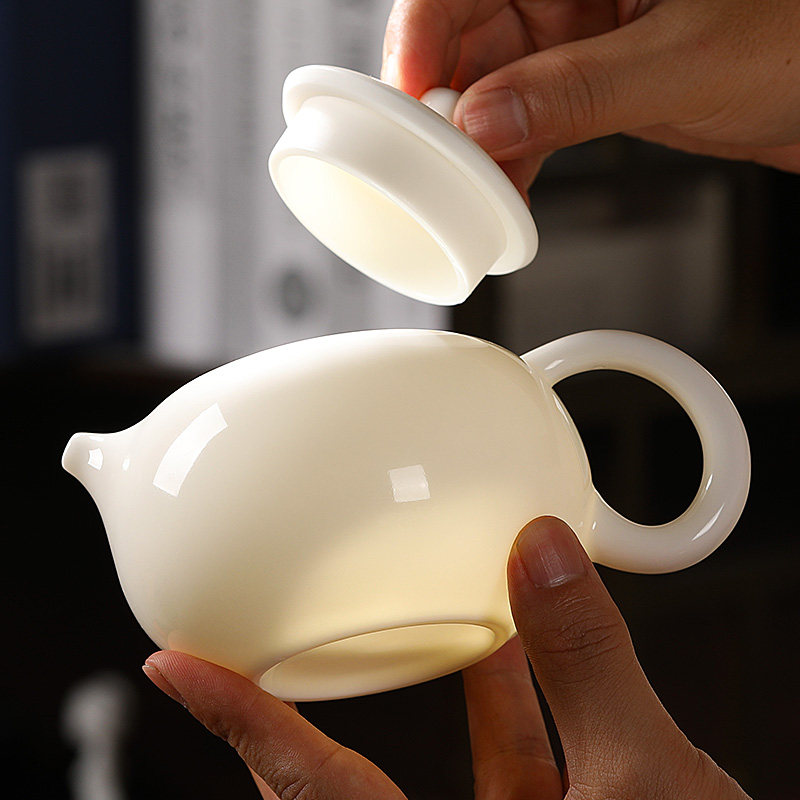 德化白瓷茶壶羊脂玉瓷大容量西施壶一人家用陶瓷泡茶中式手工单壶