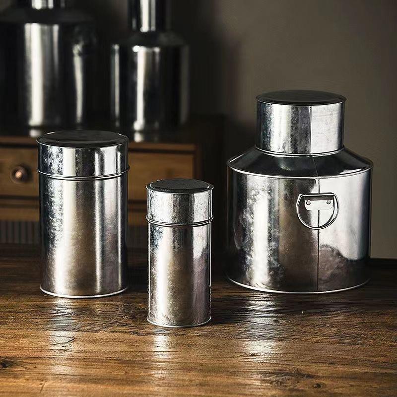 潮州老式茶米罐白铁罐手工茶叶罐马口铁储存罐潮汕茶喜茶罐陈皮