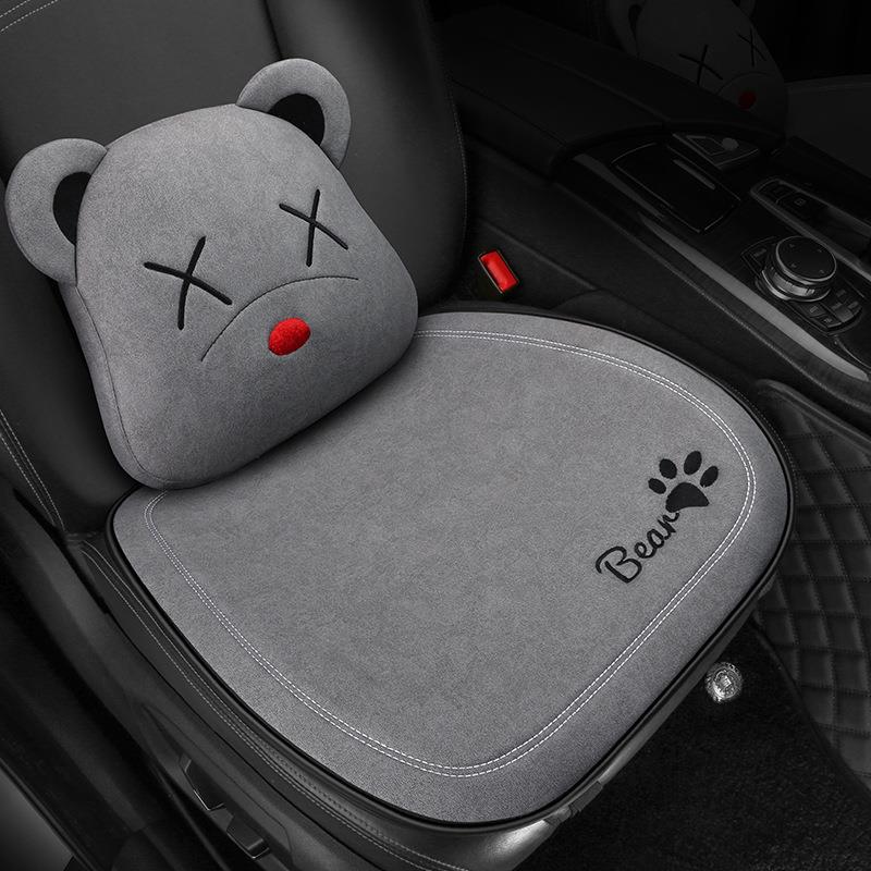 新款汽车坐垫布艺保暖科技布四季新款靠背方垫三人长条后排组合