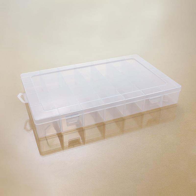 大号28格半固定透明塑料整理储物皮筋首饰玩具零件工具展示收纳盒