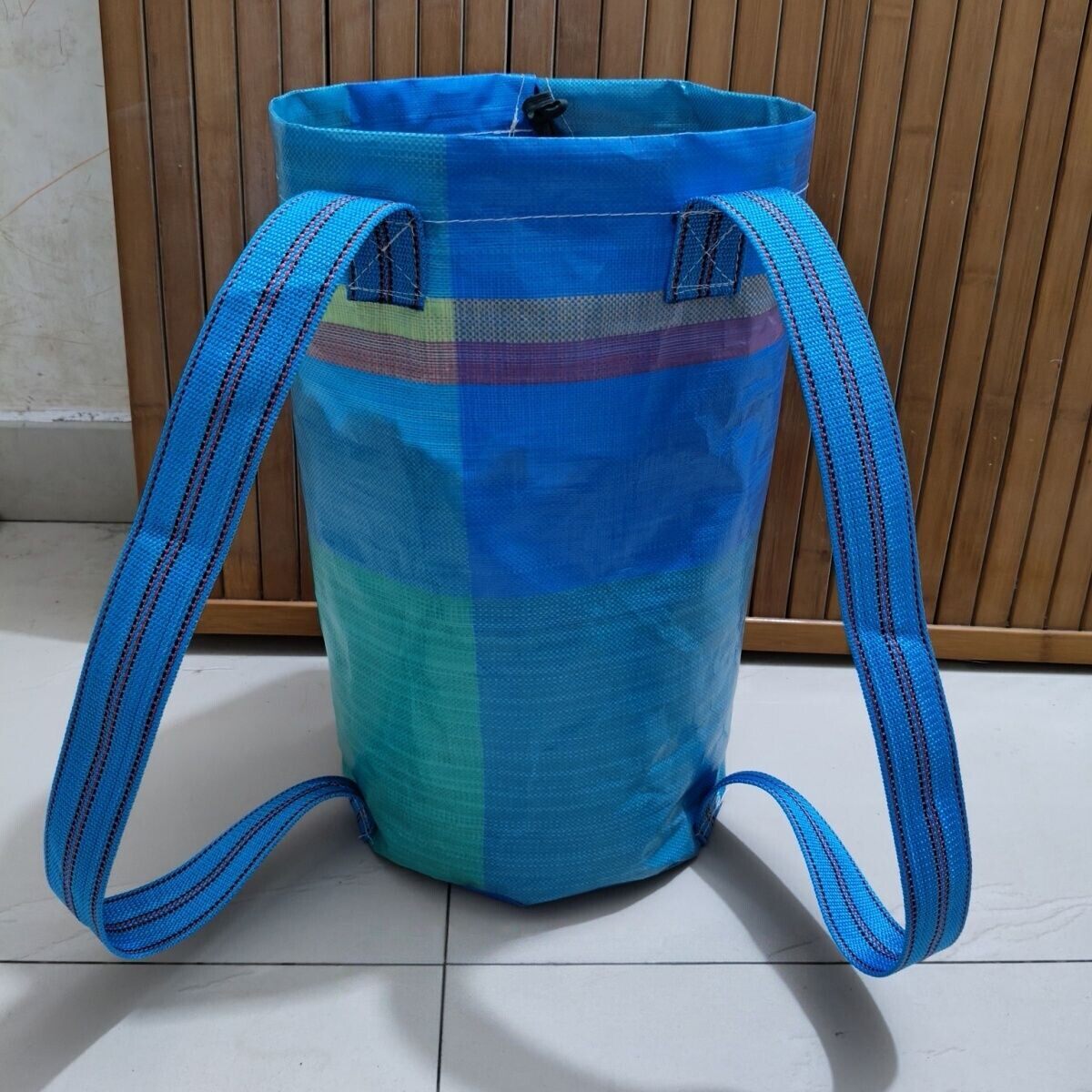水果蔬菜圆桶背包尼龙防水果蔬收纳农用背包双肩多功能采茶背蒌