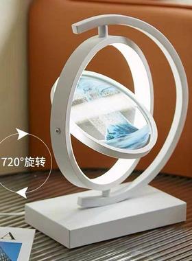 桌面ZG-67204创意压山动态流沙画摆件液体沙漏品艺术客厅装饰玻解